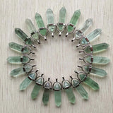 24pcs Green Fluorite Pillar Charms Chakra Pendants for Jewelry Making