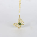 Green Jade Butterfly Pendant Necklace for Women