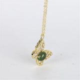 Green Jade Butterfly Pendant Necklace for Women
