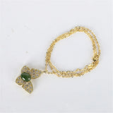 Green Jade Butterfly Pendant Necklace for Women