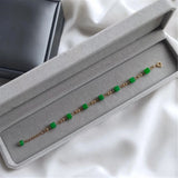 Green Jade Gemstone Chalcedony 18K Chain Bracelet Gift for Her