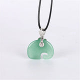 Green Jade Elephant Pendant Choker Necklace
