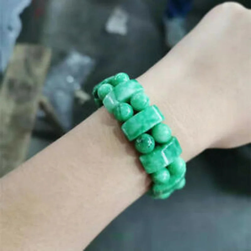 Natural Green Jade Full Circle Bracelet Chain
