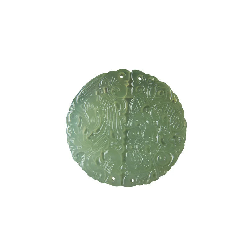 Natural Green Jade Dragon Pendant Necklace Hand-Carved Jadeite Jewelry