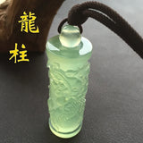 Natural Green Jade Dragon Pendant Necklace Hand-Carved Jadeite Jewelry
