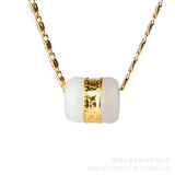 Green Jade Pendant with 18k Necklace Rose Jewelry