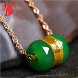 Green Jade Pendant with 18k Necklace Rose Jewelry