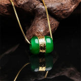 Green Jade Pendant with 18k Necklace Rose Jewelry