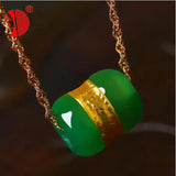 Green Jade Pendant with 18k Necklace Rose Jewelry