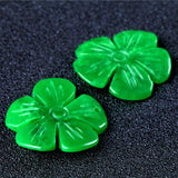 Handcarved Green Jadeite Flower Beads for DIY Jade Accessories