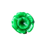 Natural Green Jadeite Handcarved Rose DIY Pendant Ring Jade Accessories
