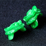 Natural Green Jadeite Handcarved Rose DIY Pendant Ring Jade Accessories