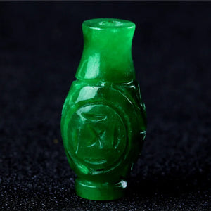 Natural Green Jadeite Vase Pendant Earrings Accessories Set for Women