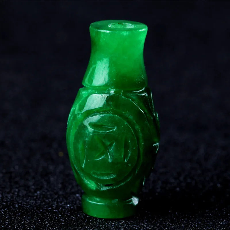 Natural Green Jadeite Vase Pendant Earrings Accessories Set for Women