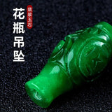 Natural Green Jadeite Vase Pendant Earrings Accessories Set for Women