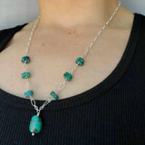 Green Turquoise 925 Silver Necklace for Chakra Practice