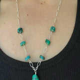 Green Turquoise 925 Silver Necklace for Chakra Practice