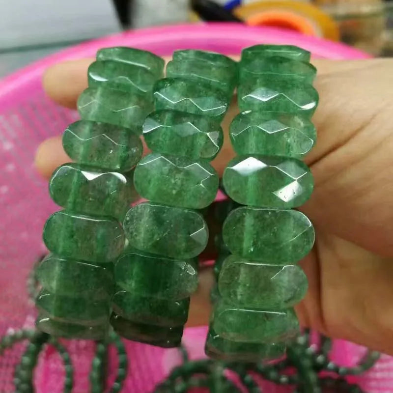 Green Strawberry Quartz Beads Bracelet for Women