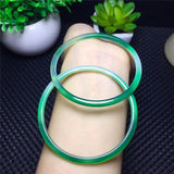 Hand-Carve Green Agate Round 58-60mm Bracelet Jewelry Men Women Luck
