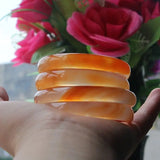 Handcarved Red Agate Bicolor Bangle Bracelet Women Jade Jewelry
