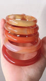Handcarved Red Agate Bicolor Bangle Bracelet Women Jade Jewelry