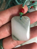 Natural He Tian Jade Hand-Carved Jadeite Pendant Necklace