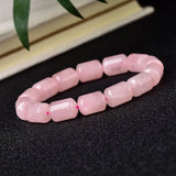 Pink Quartz Barrel Stretch Bracelet 10x14mm Crystal AAAAA Drop