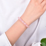 Pink Quartz Barrel Stretch Bracelet 10x14mm Crystal AAAAA Drop