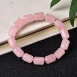 Pink Quartz Barrel Stretch Bracelet 10x14mm Crystal AAAAA Drop