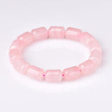 Pink Quartz Barrel Stretch Bracelet 10x14mm Crystal AAAAA Drop