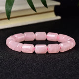 Pink Quartz Barrel Stretch Bracelet 10x14mm Crystal AAAAA Drop