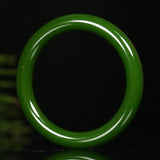 Hetian Green Jade Round Bar Bangle Bracelet Women