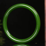 Hetian Green Jade Round Bar Bangle Bracelet Women