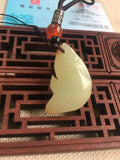 HandCarved Hetian Jade Fish Pendant Necklace
