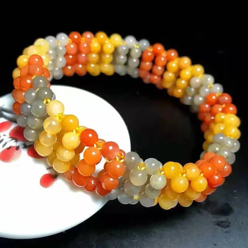 Colorful Hetian Jade Bracelet Jadite Beads Jewelry for Women
