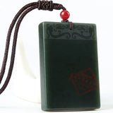 Handcarved Hetian Jade Peace Pendant Retro Jewelry