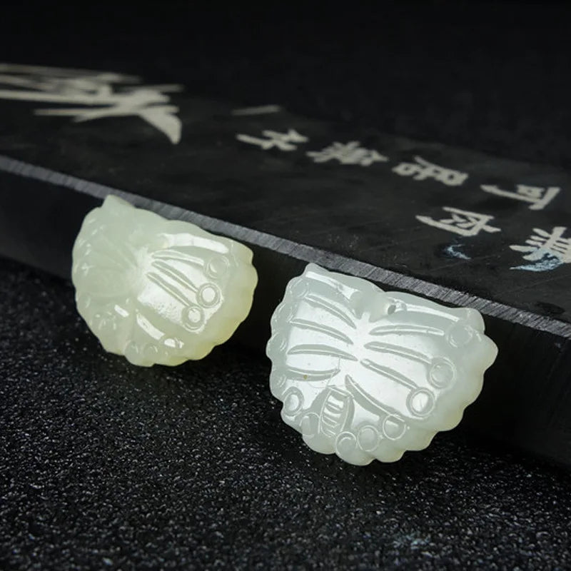 Handcarved Hetian Jade Butterfly Jewelry Set