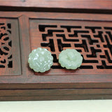 Hetian Jade Flower Pendant Buttons for Women