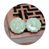 Hetian Jade Flower Pendant Buttons for Women