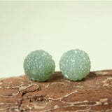 Real Hetian Jade Carved Flower Ball Bracelet Necklace DIY