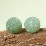 Real Hetian Jade Carved Flower Ball Bracelet Necklace DIY