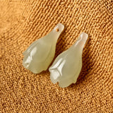 Hetian Jade Magnolia Flower DIY Earrings Necklace Accessories