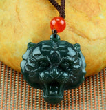 Hetian Jades Tiger Pendant - Zodiac Tiger Head Jewelry
