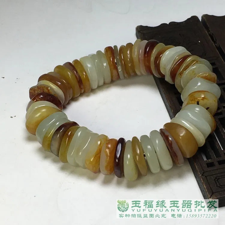 Hetian Raw Irregular Jade Bracelet Beads Bangle Jadeite Jade Jewelry Men