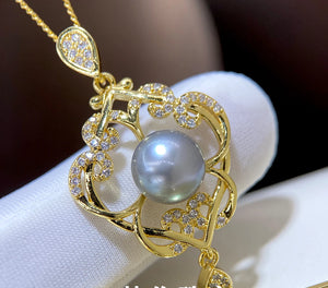 Platinum Gray Pearl 18KGP Pendant Necklace