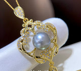Platinum Gray Pearl 18KGP Pendant Necklace