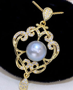 Platinum Gray Pearl 18KGP Pendant Necklace