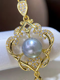 Platinum Gray Pearl 18KGP Pendant Necklace
