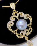 Platinum Gray Pearl 18KGP Pendant Necklace