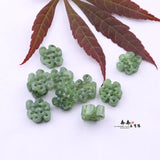 Handcarved Chinese Flower Green Jade Beads for DIY Bracelets - 2pcs